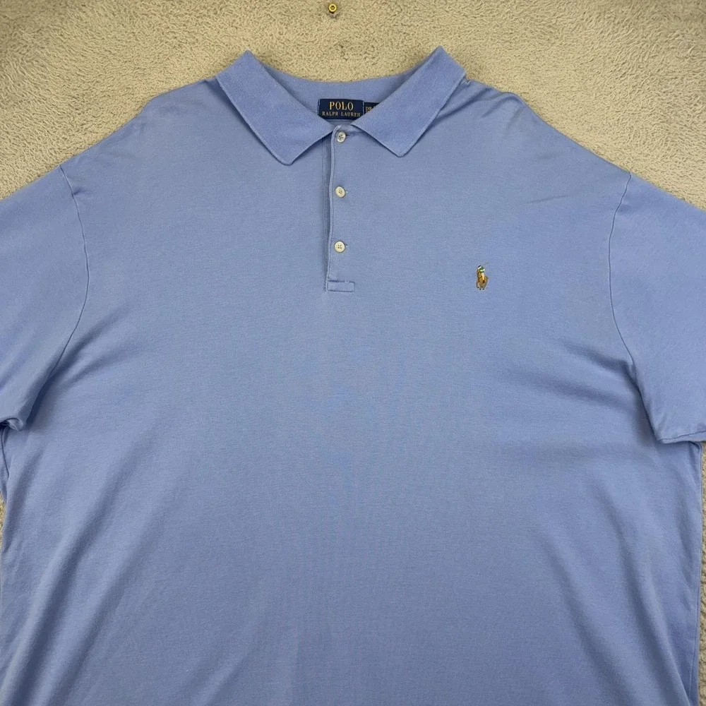 Polo Ralph Lauren Polo Shirt Mens Big‎ 2X Blue Cotton Jersey Pony Logo Casual